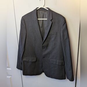 Wool And Cashmere Men Blazer Size 42 Black And White Stripes Classic Quality